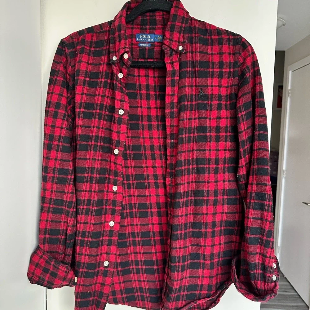 Ralph Lauren POLO Red and Black Plaid Classic Fit Shirt | As Is - Picture 2 of 10